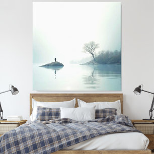 Allein im Nebeldesign Leinwanddruck