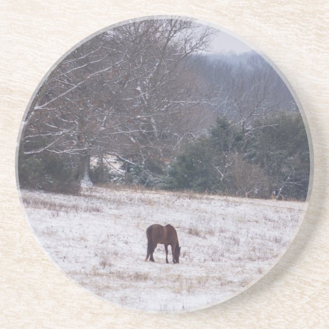 Allein im Schnee Sandstein Untersetzer (Vorne)