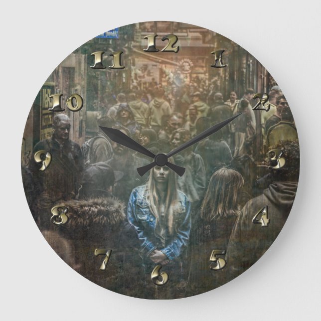Allein in einer Menge Große Wanduhr (Vorderseite)