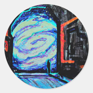 Allein mit dem Shiny Abyss Runder Aufkleber