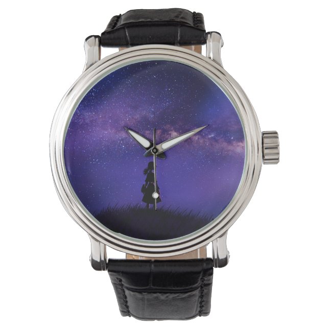 Allein und Sternennacht Armbanduhr (Vorderseite)
