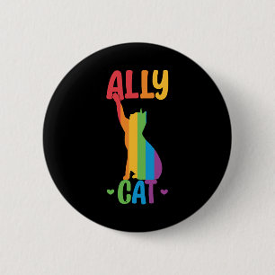 Alleinkatze LGBT-Katze in Regenbogenflagge Button