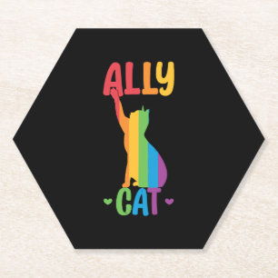 Alleinkatze LGBT-Katze in Regenbogenflagge Untersetzer