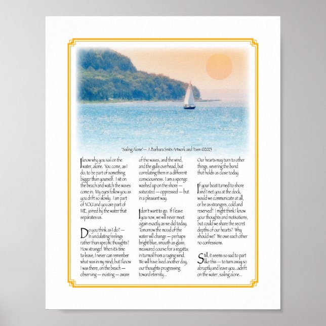 Alleinsegeln mit Gedicht Größe 8x10 Poster (Vorne)
