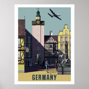 Allemagne, ancienne affiche de compagnie aérienne