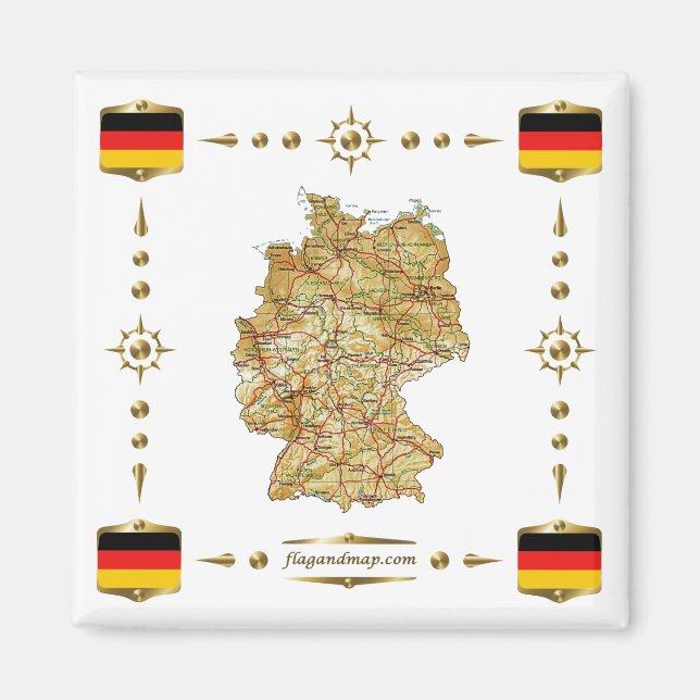 Allemagne Carte + Indicateurs Magnet (Devant)
