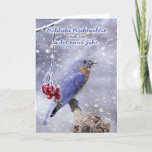 Allemand - Carte de voeux de Noël aux oiseaux bleu