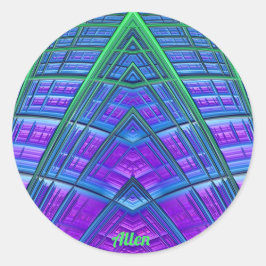 ALLEN ~ Cool! Green Lila Blue Geometric ~ Runder Aufkleber