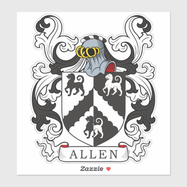 Allen Familienwappen Aufkleber (Blatt)