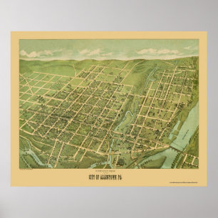 Allentown, PA Panorama Karte - 1879 Poster