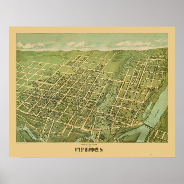 Allentown, PA Panorama Karte - 1879 Poster (Vorne)