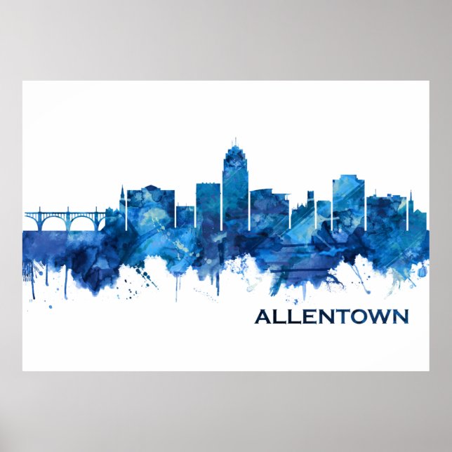 Allentown Pennsylvania Skyline Blue Poster (Vorne)