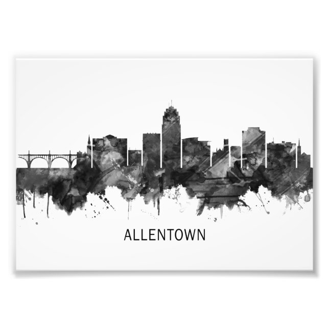 Allentown Pennsylvania Skyline BW Fotodruck (Vorne)