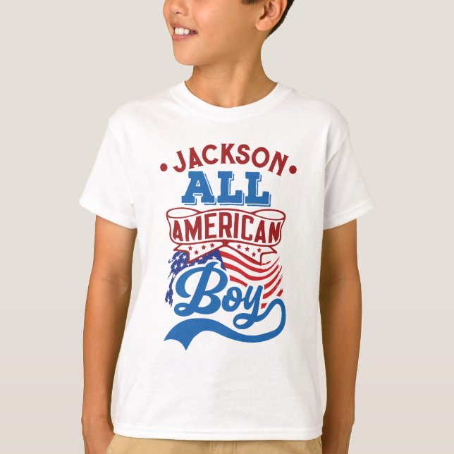 Aller amerikanischer Junge 4. july patriotische Fa T-Shirt (Vorderseite)