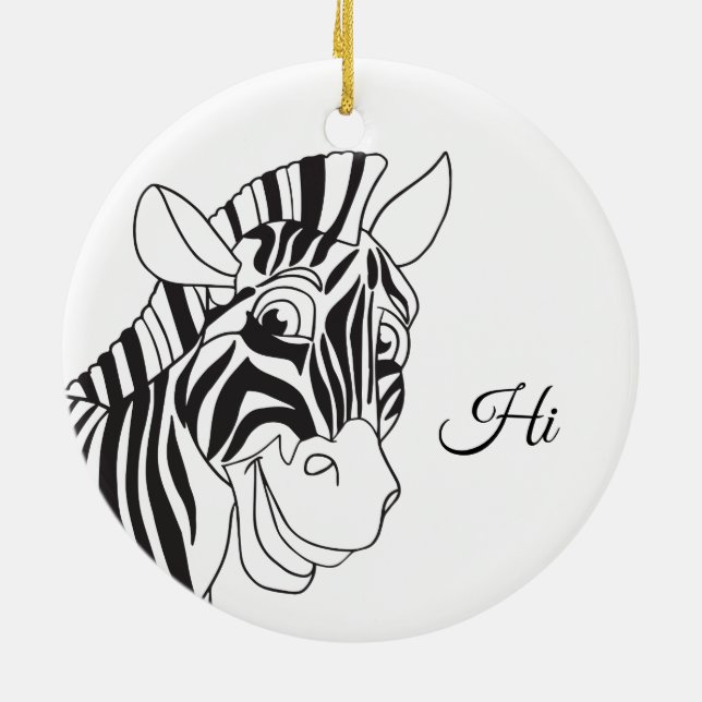 "Aller Charme!" Reizender Zebra-schwarzes u. Keramik Ornament (Hinten)