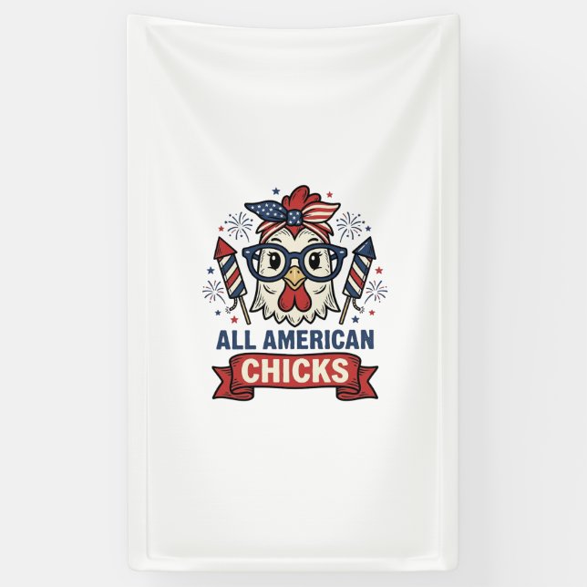 Aller Patriotischen Hühner Vector Design Banner (Vertikal)