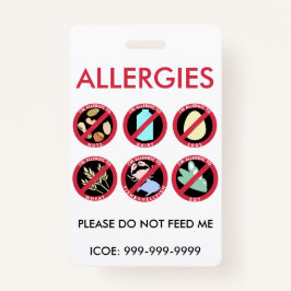 Allergen-Allergie-Symbol-Alarm der Ausweis