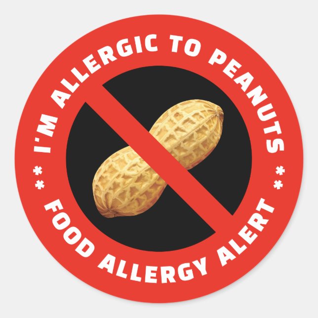 Allergic to peanuts sticker for food alert (Vorderseite)