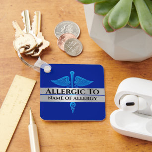 Allergie Alarm DIY allergisch gegen blaues SILVER  Schlüsselanhänger