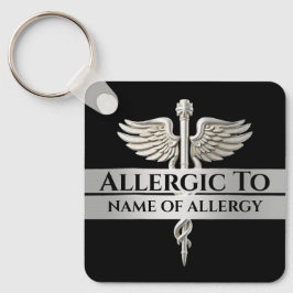 Allergie Alarm DIY allergisch gegen SILVER caduceu Schlüsselanhänger