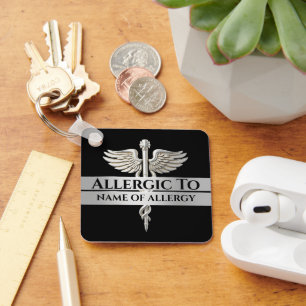 Allergie Alarm DIY allergisch gegen SILVER caduceu Schlüsselanhänger