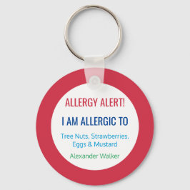 Allergie bei Kindern Warnhinweis Personalisiert al Schlüsselanhänger
