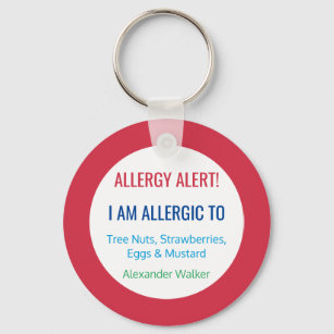 Allergie bei Kindern Warnhinweis Personalisiert al Schlüsselanhänger