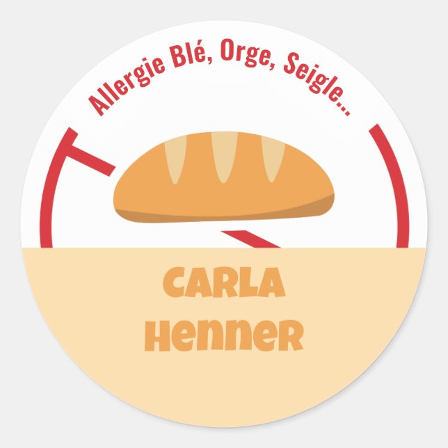 Allergie Blé Orge Seigle... Sticker rond classique (Devant)