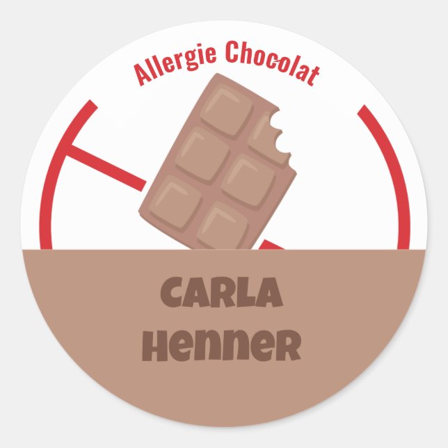 Allergie Chocolat Runder Aufkleber (Vorderseite)