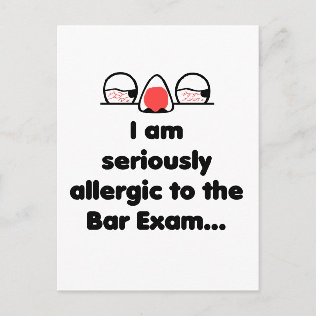 Allergie gegenüber der Bar-Prüfung Postkarte (Vorderseite)