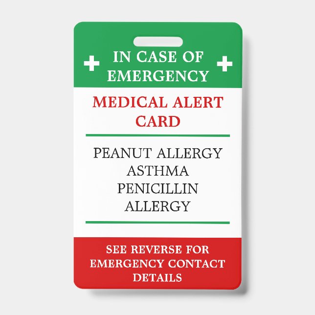 ALLERGIE im Notfall (I.C.E.) Kartenallergie Ausweis (Vorderseite)