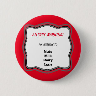 Allergie-Warnan stecknadel-Button-Abzeichen Button