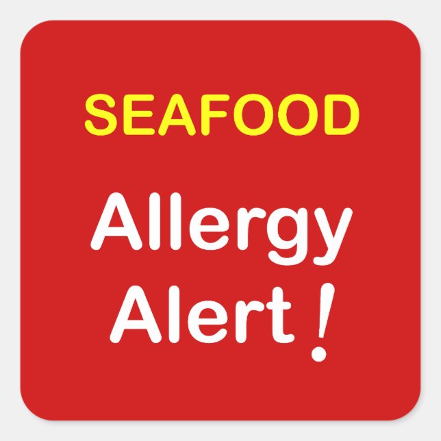 Allergiealarm - SEAFOOD. Quadratischer Aufkleber (Vorderseite)