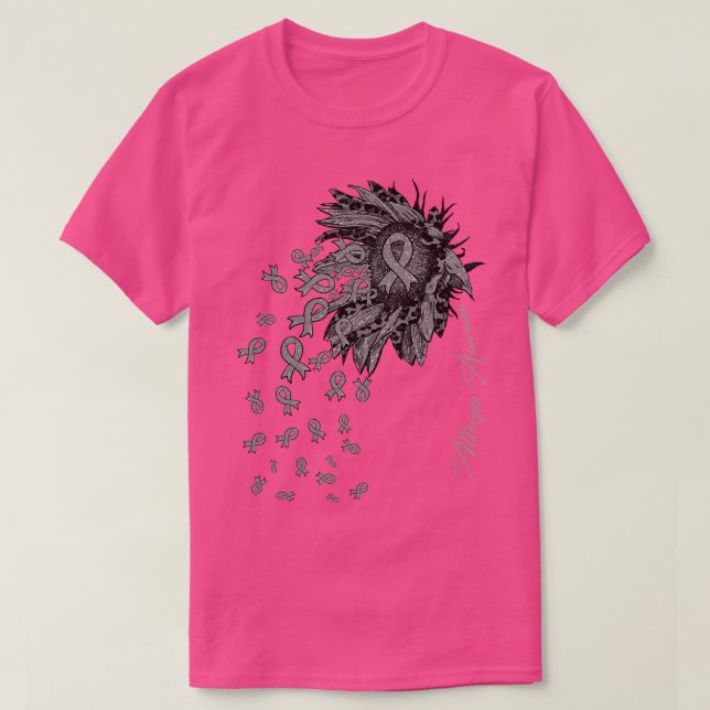 Allergiebewusstsein Sonnenblumen-Band-Blume fallen T-Shirt (Design vorne)