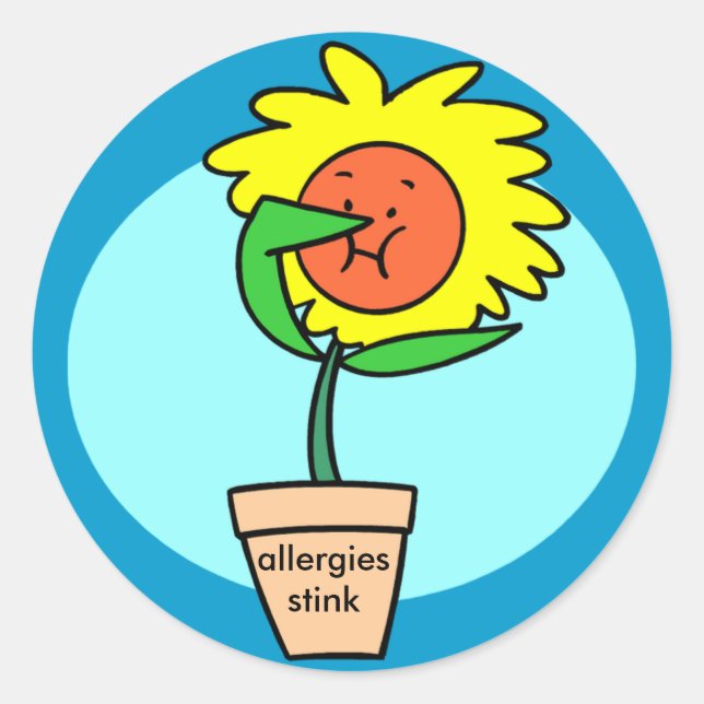 Allergien stinken, niesen Blume Runder Aufkleber (Vorderseite)