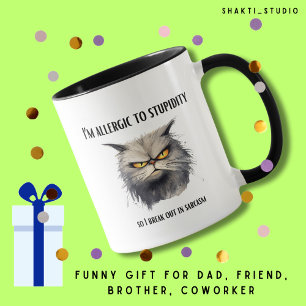 Allergisch gegen Dummheit Lustige Sarkastische Kat Tasse