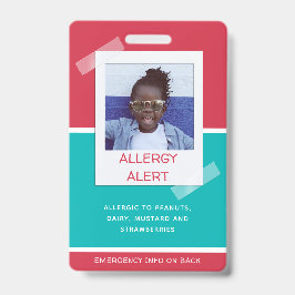 Allergische Warnkids Foto Medical Emergency Daycar Ausweis