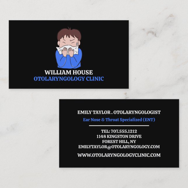 Allergologiedesign, Otolaryngologe, Otolaryngologi Visitenkarte (Vorne/Hinten)