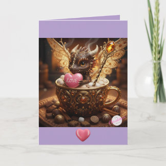 Allertiefster Drachen-Valentins-Hot-Cocoa-&-Gold-V Karte