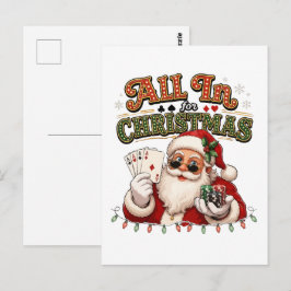 Alles auf Weihnachten Pokern Santa Postkarte