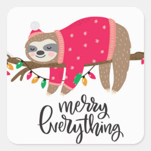 Alles befriedigen Sleepy Sloth Quadratischer Aufkleber