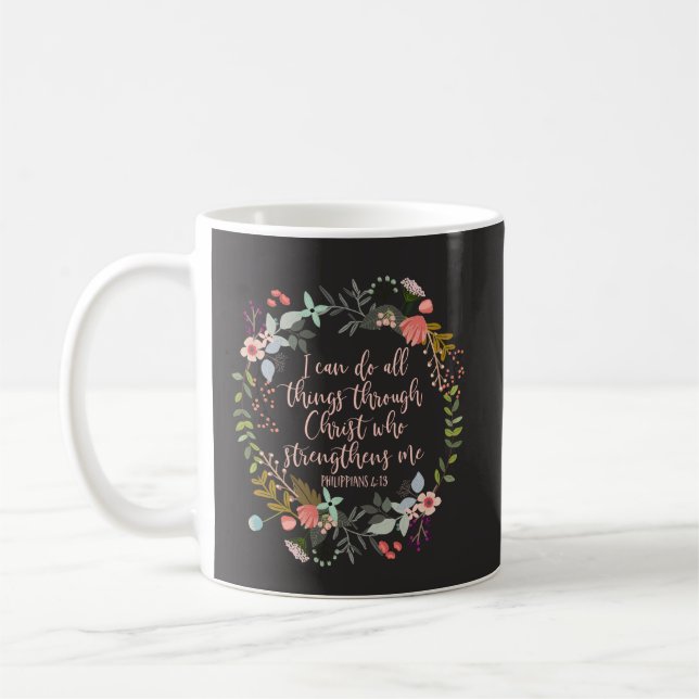 Alles durch Christus Philippians Bibelverse Kaffeetasse (Links)