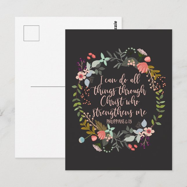 Alles durch Christus Philippians Bibelverse Postkarte (Vorne/Hinten)