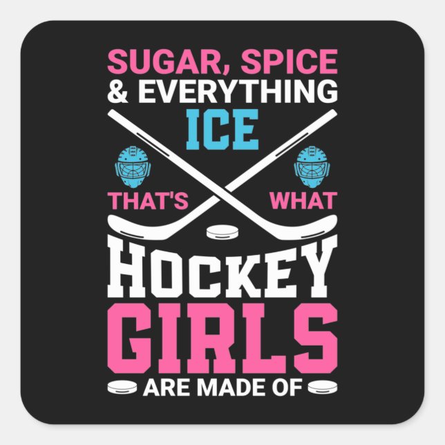 Alles Eishockey Girls Quadratischer Aufkleber (Vorderseite)