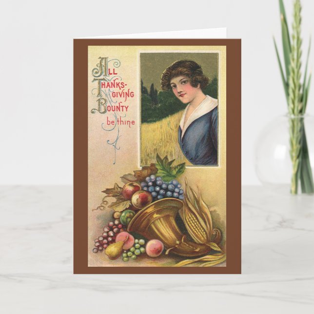 Alles Erntedank, Bounty ist dein. Feiertagskarte (Vorderseite)