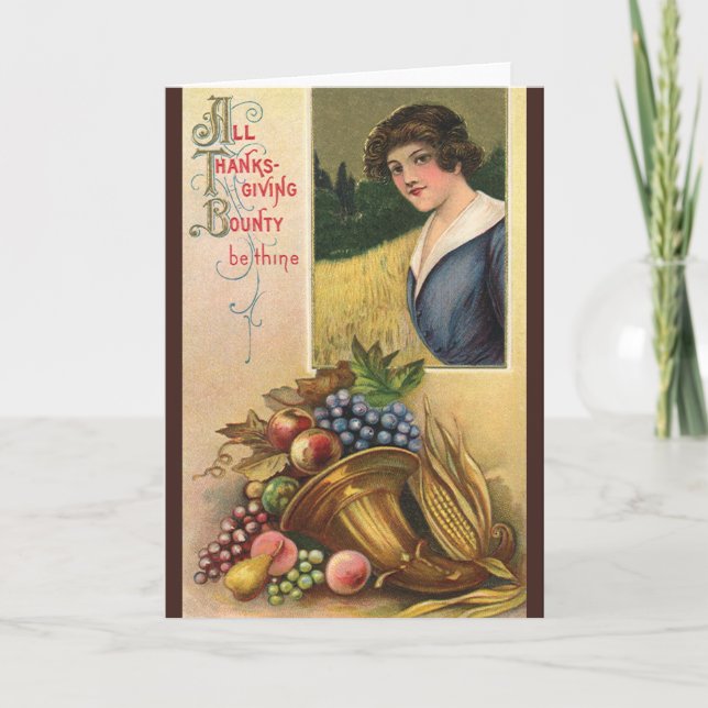 Alles Erntedank, Bounty ist dein. Feiertagskarte (Vorderseite)