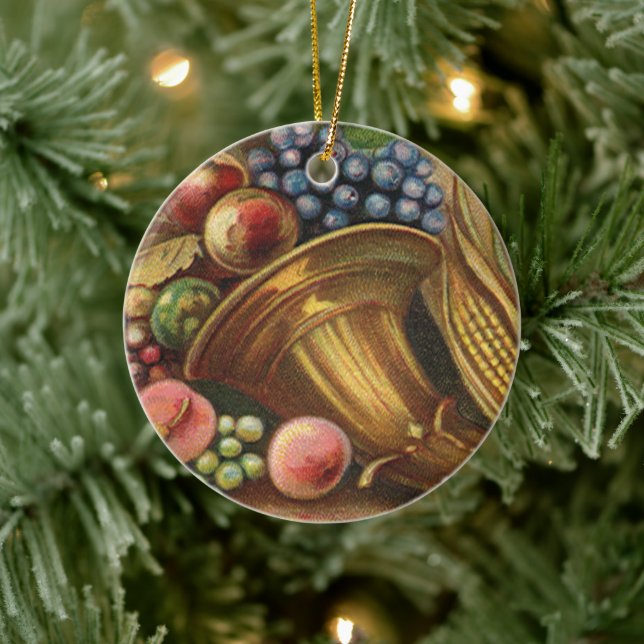 Alles Erntedank, Bounty ist dein. Keramik Ornament (Baum)