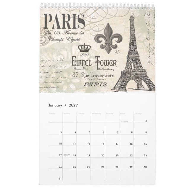 Alles französischer Kalender (Jan 2027)