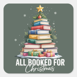 Alles gebucht für das Weihnachtsgeschenk Bibliothe Quadratischer Aufkleber