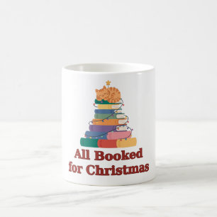 Alles gebucht für Weihnachten Katzenbuch Baum Tass Kaffeetasse